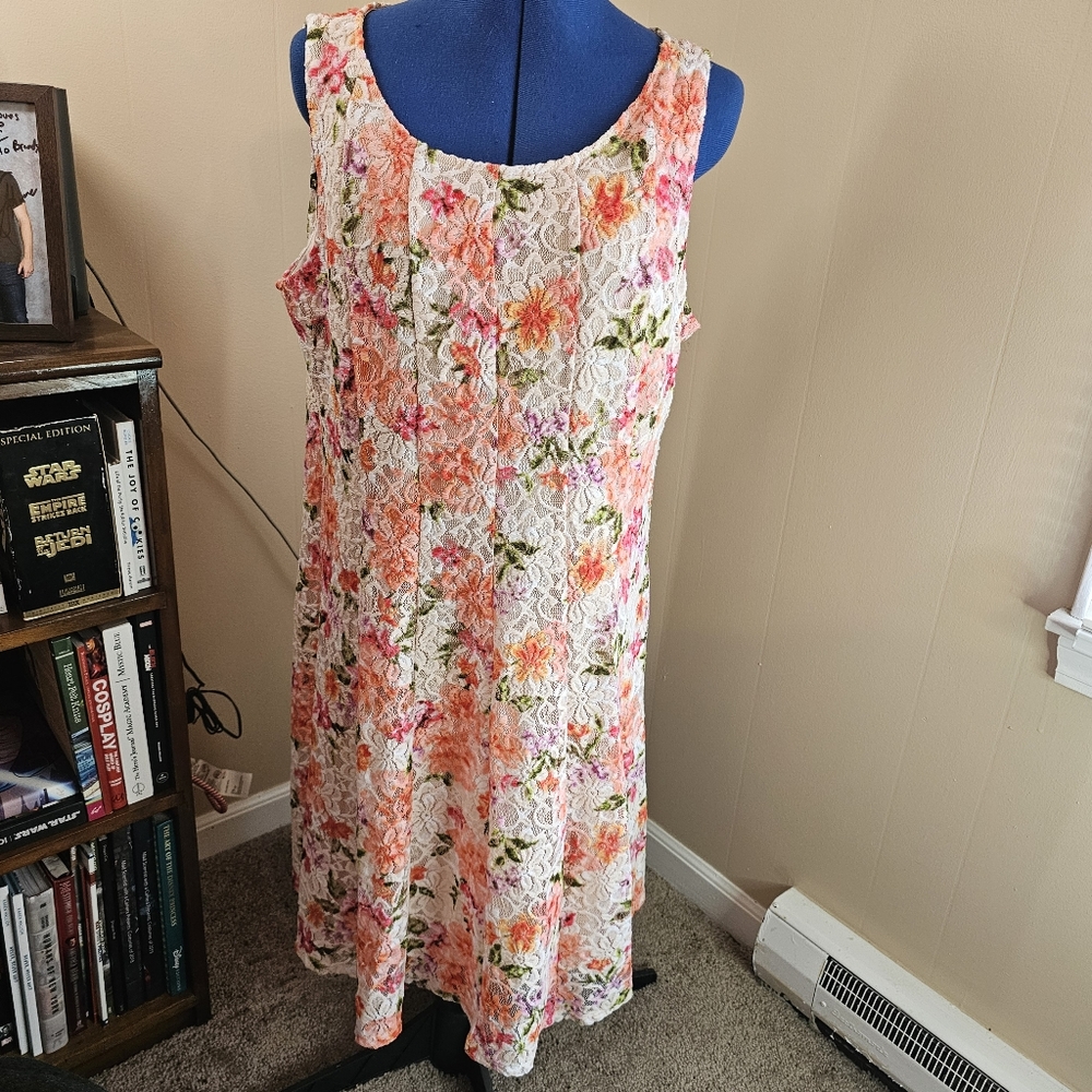 Perceptions New York XL Floral Lace Stretchy Sheath Dress